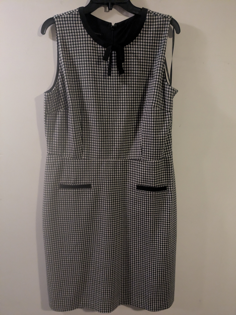 Talbots Black and White Houndstooth Sheath Dress